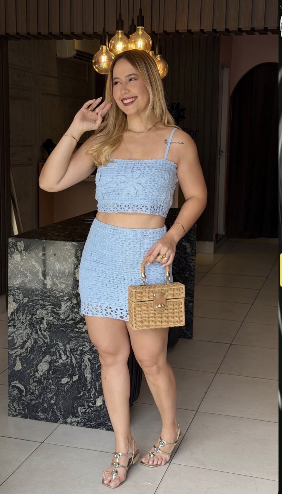 Conjunto crochê Azul